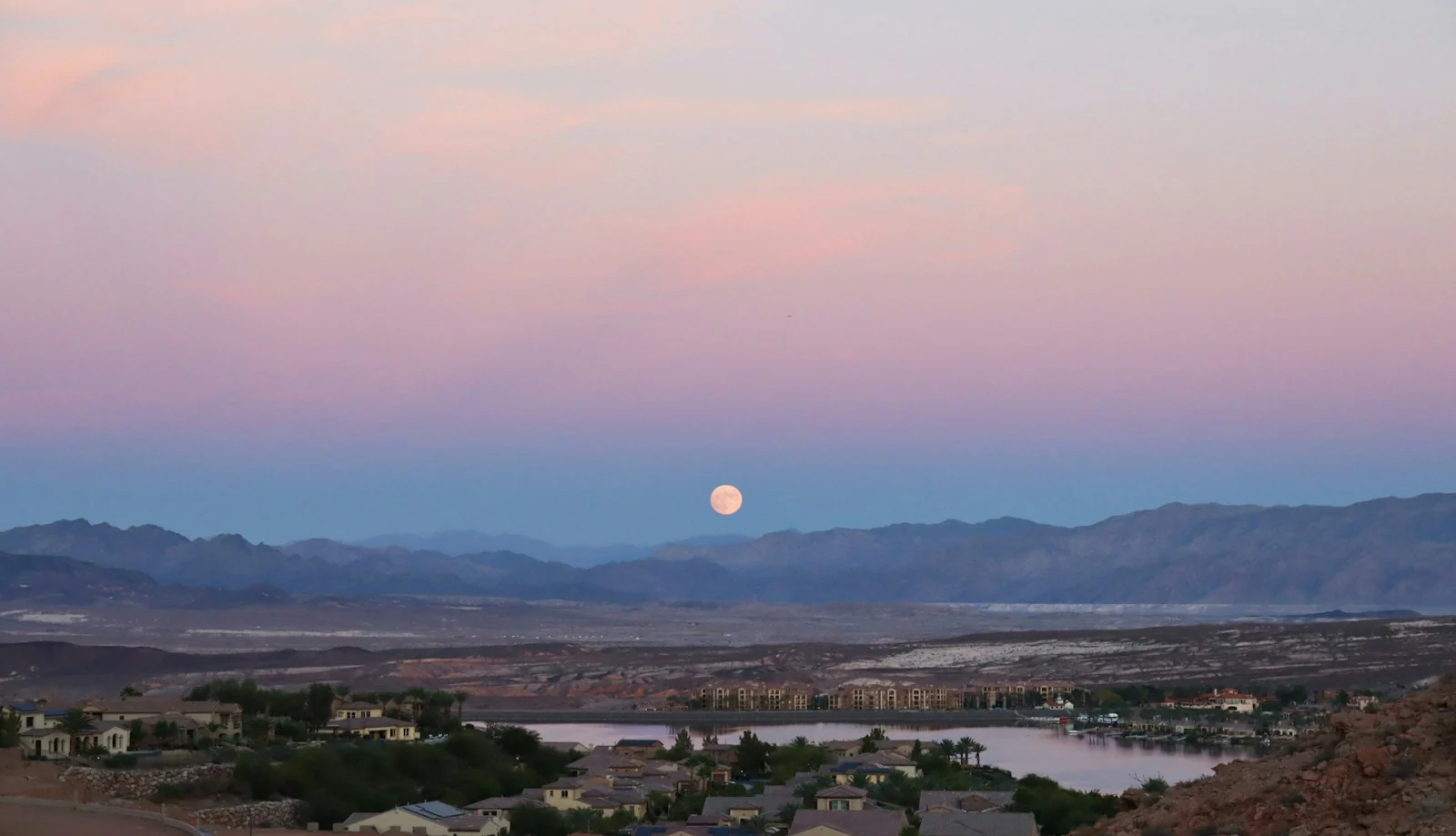 Moonrise over Lake Las Vegas in Henderson